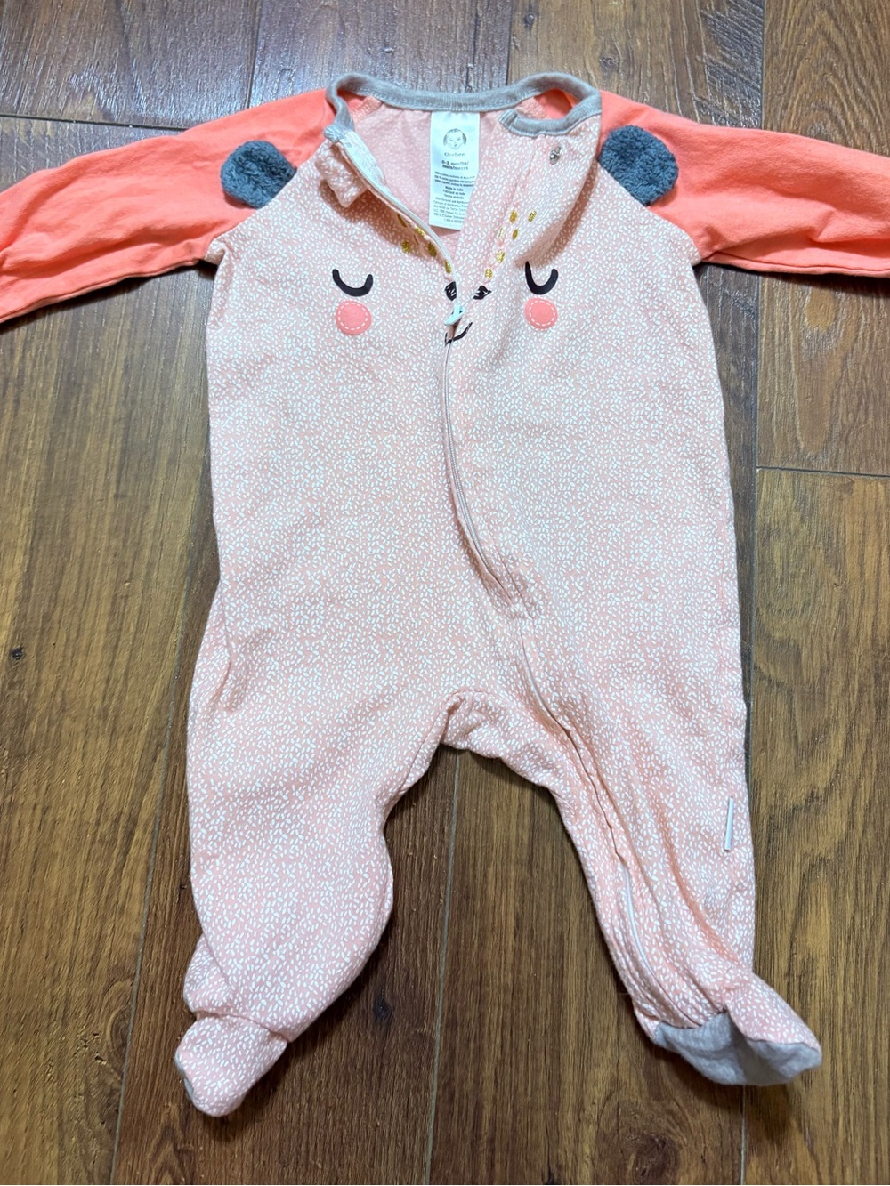 Gerber Coral Pink Footed Baby One-Piece Sleeper